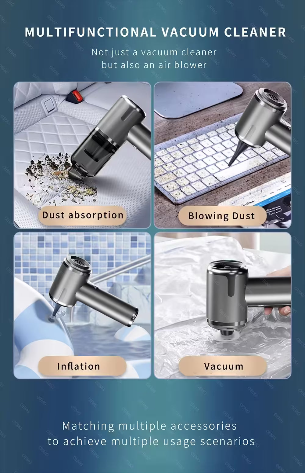 Powerful 5500PA Car Vacuum Cleaner - Wireless & Portable Home Appliance Mini Vacuum for Deep Cleaning