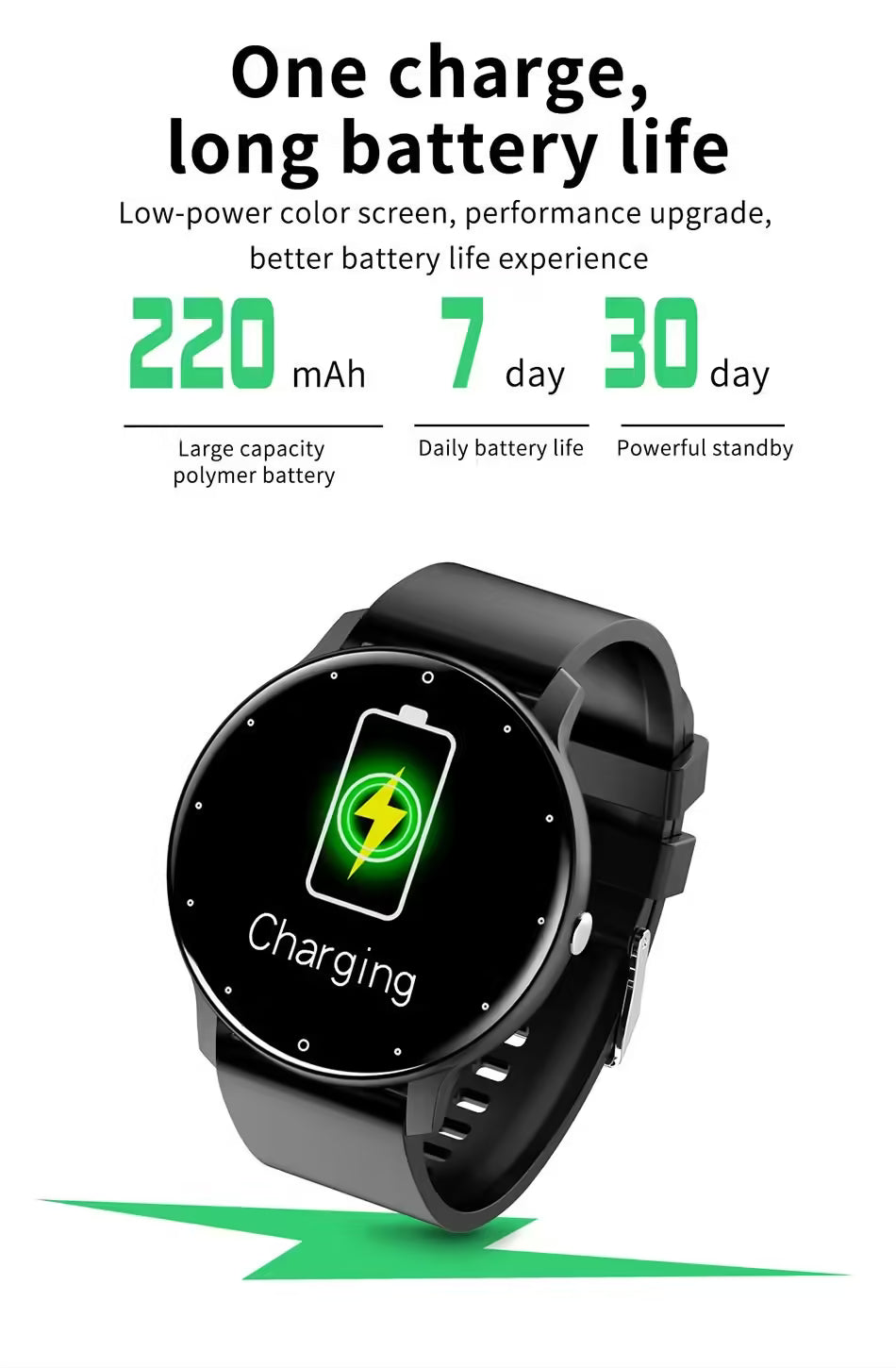 Nouvelle montre connectée pour hommes et femmes - Suivi d'activité en temps réel, moniteur de fréquence cardiaque, montre de sport pour Android et iOS