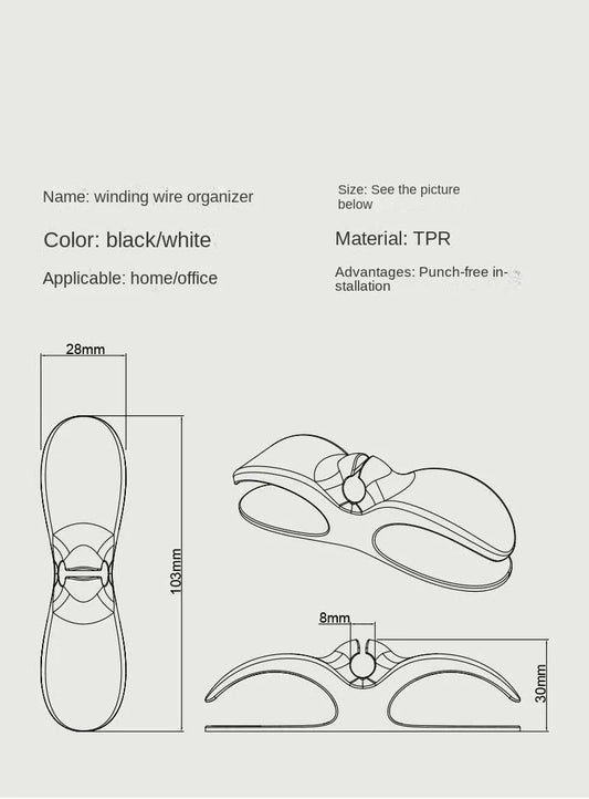 Kitchen Storage Power Cord Organizer Cable