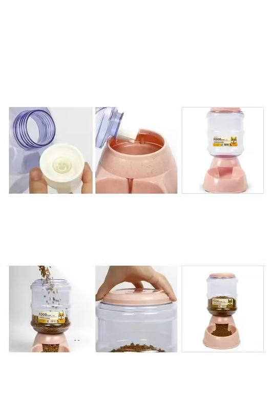 Automatic Dog Feeder with Plastic Water Bottle – Cat Bowl and Pet Water Dispenser for Convenient Feeding