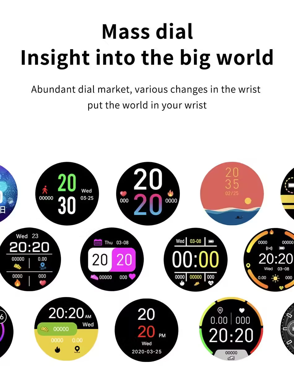 Nouvelle montre connectée pour hommes et femmes - Suivi d'activité en temps réel, moniteur de fréquence cardiaque, montre de sport pour Android et iOS