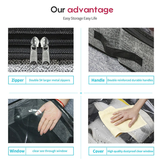 Foldable Shoe Storage Cube Bins Cheap Under Bed Shoe Organizer Box with Handles for Easy Access