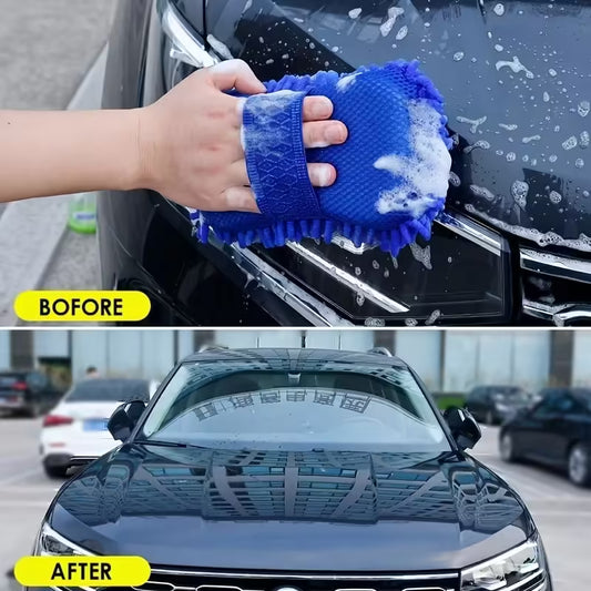 Microfiber Car Wash Sponge & Detailing Brush Set Premium Cleaning Towel & Auto Gloves for Car Care & Styling Accessories