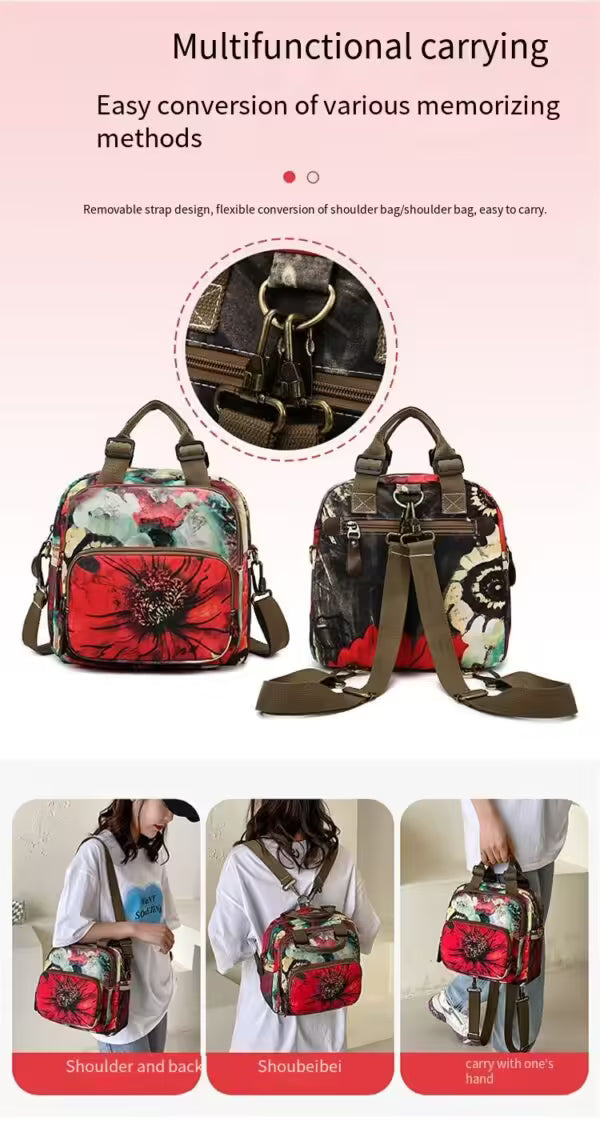Sac à dos bandoulière femme à fleurs pour voyage, soins pour bébé (EGB226)
