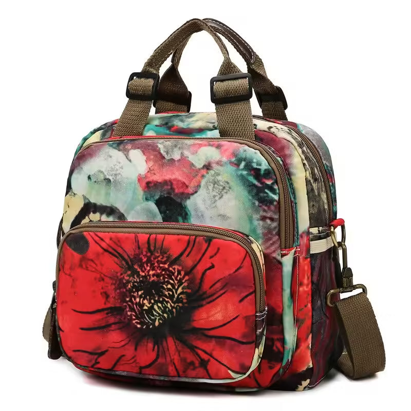 Sac à dos bandoulière femme à fleurs pour voyage, soins pour bébé (EGB226)