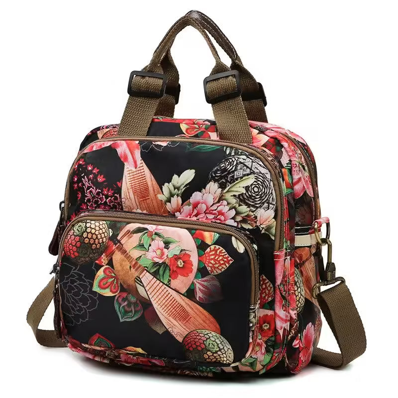 Sac à dos bandoulière femme à fleurs pour voyage, soins pour bébé (EGB226)