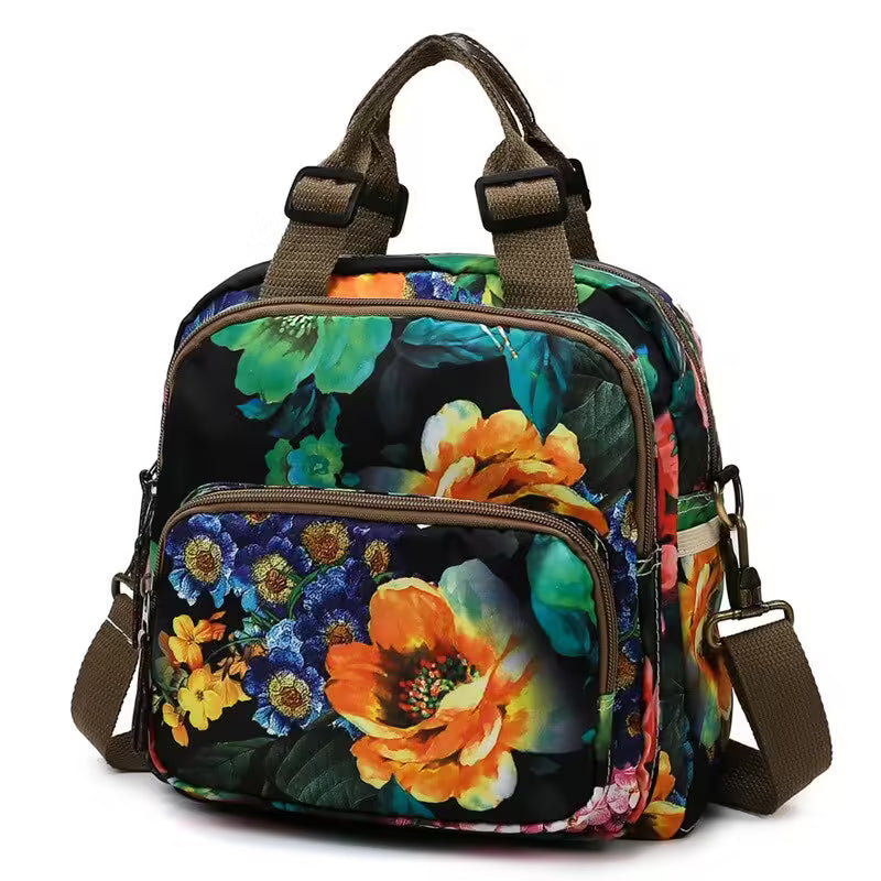 Sac à dos bandoulière femme à fleurs pour voyage, soins pour bébé (EGB226)