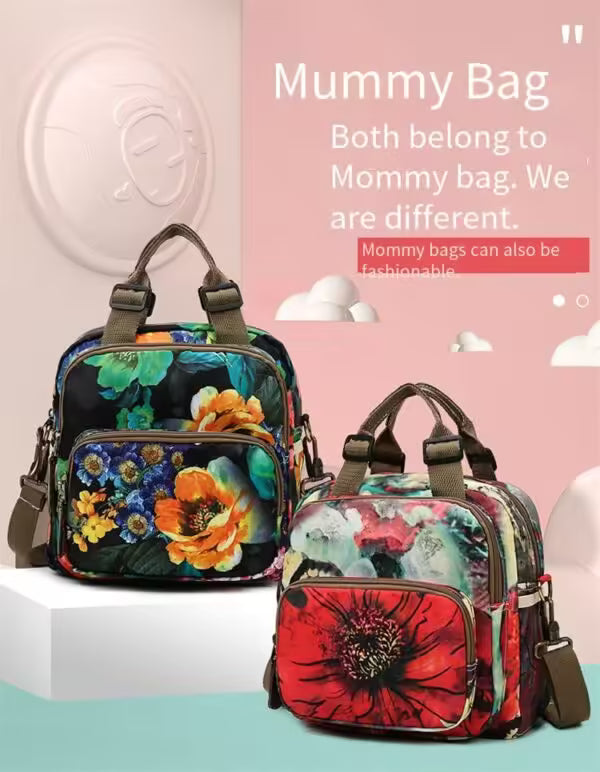 Sac à dos bandoulière femme à fleurs pour voyage, soins pour bébé (EGB226)