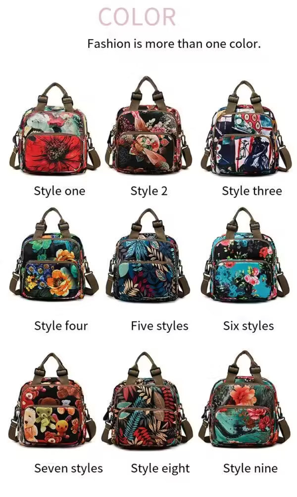 Sac à dos bandoulière femme à fleurs pour voyage, soins pour bébé (EGB226)