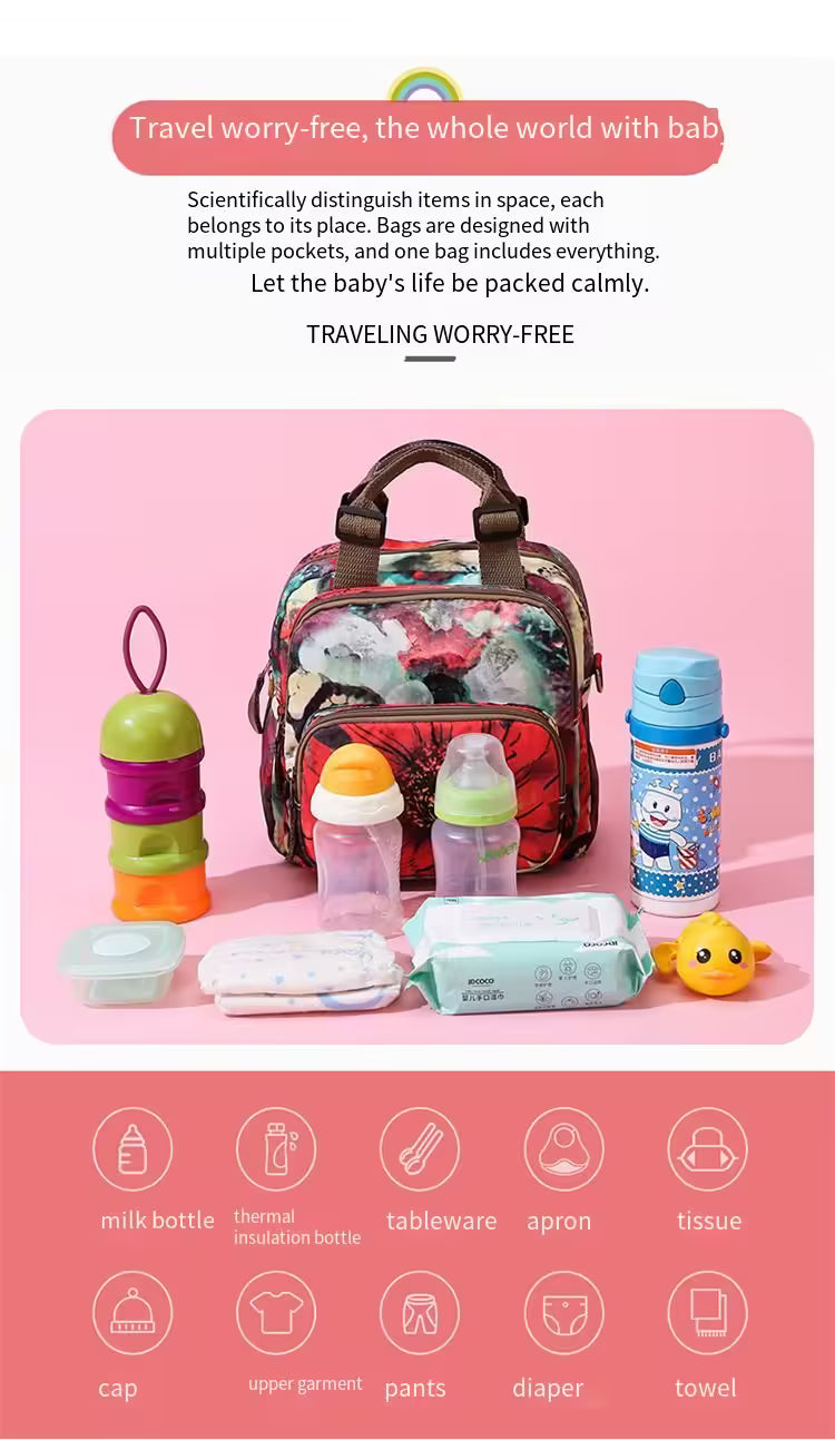 Diaper Shoulder Women Flower Travel Backpack Baby Care (EGB226)