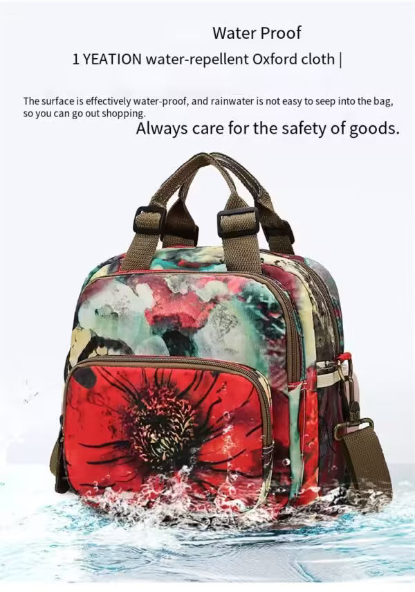 Sac à dos bandoulière femme à fleurs pour voyage, soins pour bébé (EGB226)