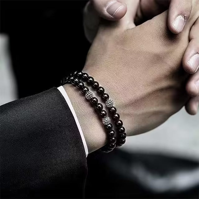 مجموعة أساور غير لامعة من خرزات صغيرة على شكل كرة ديسكو (EGBT253)