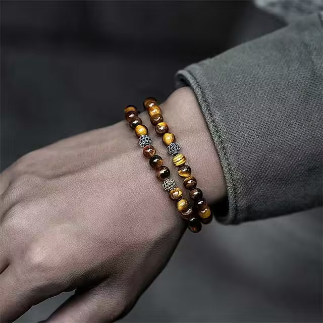Bracelet mat à petites perles et boule disco (EGBT253)