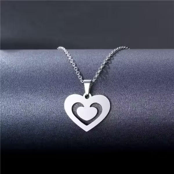 Collier pendentif double cœur pour femme (EGN167)
