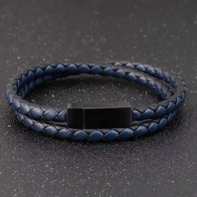 Double Layer Leather Strap Bracelet (EGBT127)