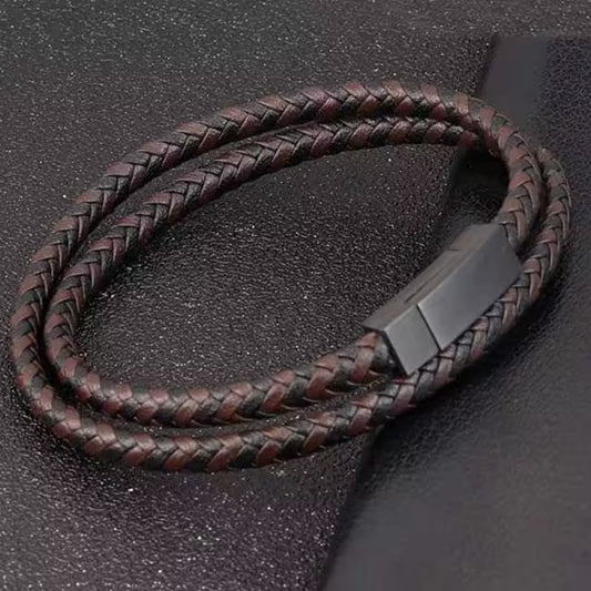 Bracelet à double lanière en cuir (EGBT127) 