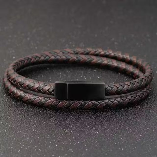 Bracelet à double lanière en cuir (EGBT127) 