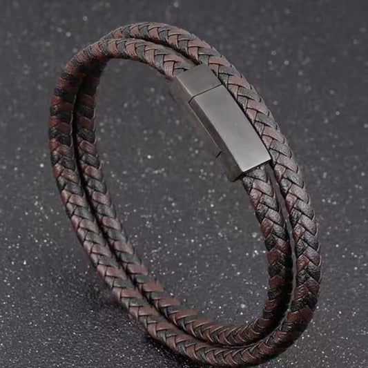 Bracelet à double lanière en cuir (EGBT127) 