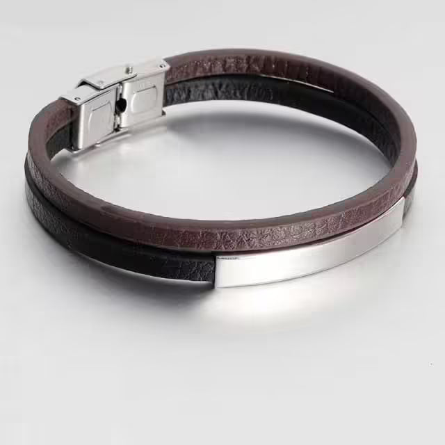Double Layer Men Adjustable Leather Bracelet (EGBT188)