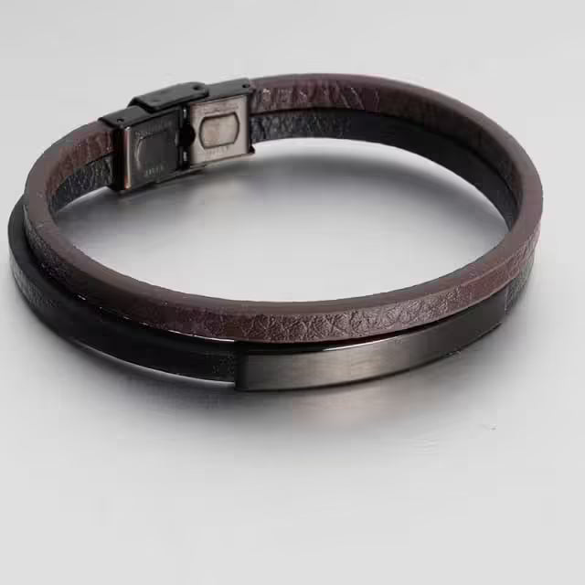 Double Layer Men Adjustable Leather Bracelet (EGBT188)
