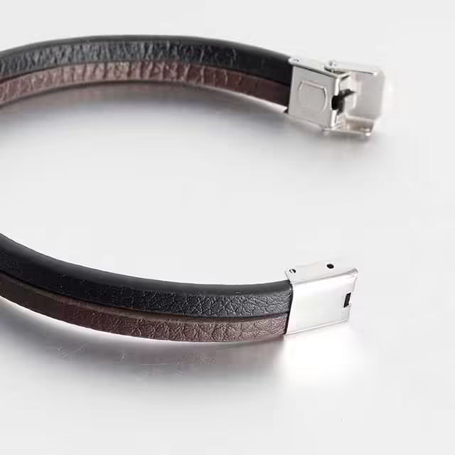 Double Layer Men Adjustable Leather Bracelet (EGBT188)