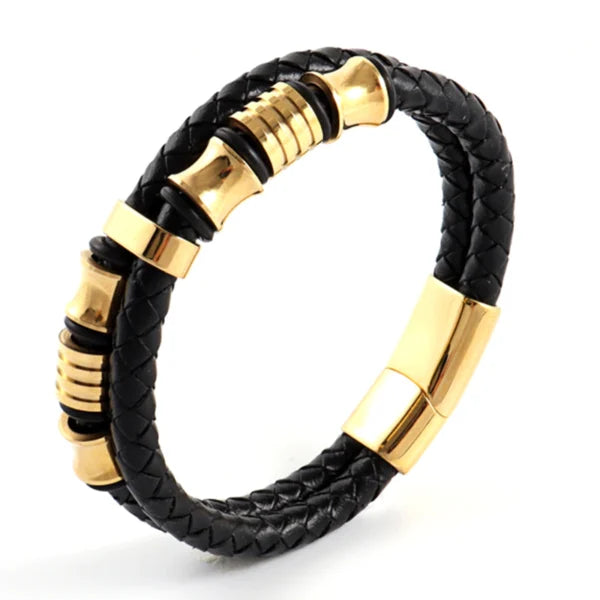Double Layer Tube Leather Men Bracelet (EGBT128)