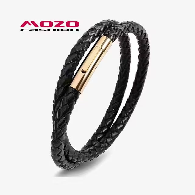 Double Layer Men Leather Bracelet (EGBT156)