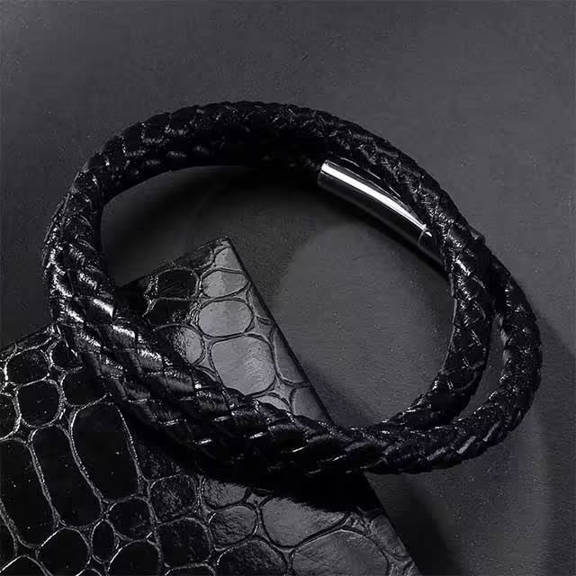 Double Layer Men Leather Bracelet (EGBT156)
