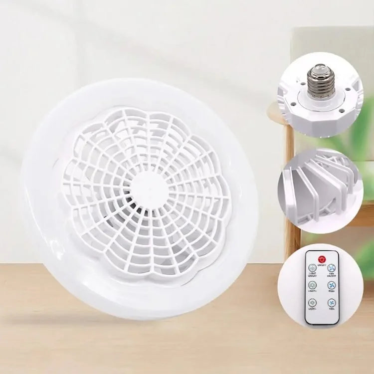 30W E27 Ventilateur de plafond intelligent LED avec télécommande – Lampe de ventilateur silencieuse 23 × 23 × 11 cm