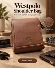 Westpolo Men’s Leather-Look Crossbody Shoulder Bag – Compact Everyday Messenger Bag