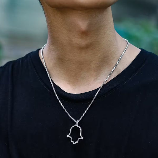 Collier unisexe avec pendentif main vide (EGN109)
