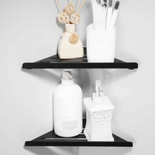 [1 Piece] 304 Stainless Steel Corner Shower Shelf – Heavy-Duty Rustproof Bathroom Organizer – Drill-Free Wall-Mounted Shampoo Rack – Single Tier Hollow Drainage Storage Shelf (Black / White)