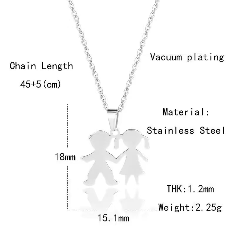 Family Boys Girl Stainless Steel Necklaces(EGN192)