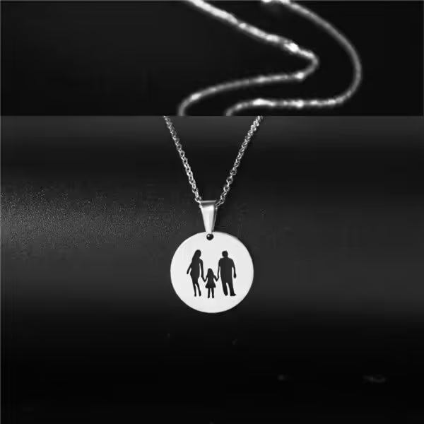 Collier unisexe avec pendentif en forme de famille de trois (EGN170)