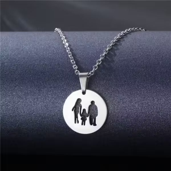 Collier unisexe avec pendentif en forme de famille de trois (EGN170)