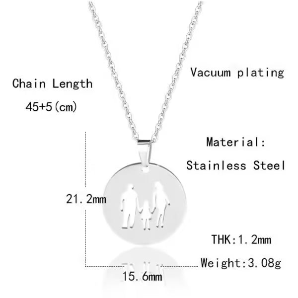 Collier unisexe avec pendentif en forme de famille de trois (EGN170)