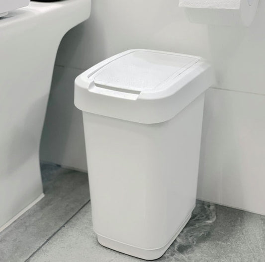 White 5L Trash Can for Bathroom – Small Compact Waste Bin with Lid