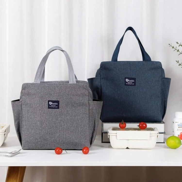 Sac à déjeuner isotherme portable avec deux poches latérales – Sac repas thermique pour le travail, l'école, le bureau et les pique-niques
