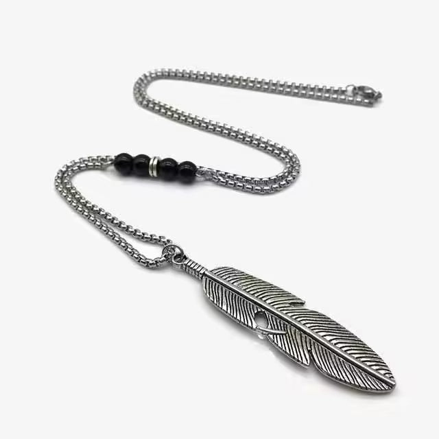 Collier vintage avec pendentif en plumes (EGN062) 