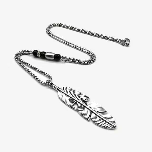 Collier vintage avec pendentif en plumes (EGN062) 