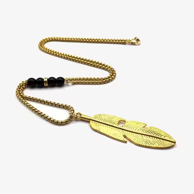 Collier vintage avec pendentif en plumes (EGN062) 