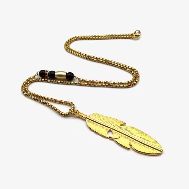 Collier vintage avec pendentif en plumes (EGN062) 
