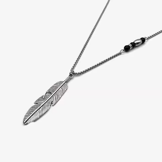 Collier vintage avec pendentif en plumes (EGN062) 