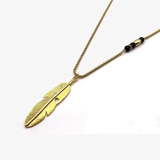 Collier vintage avec pendentif en plumes (EGN062) 