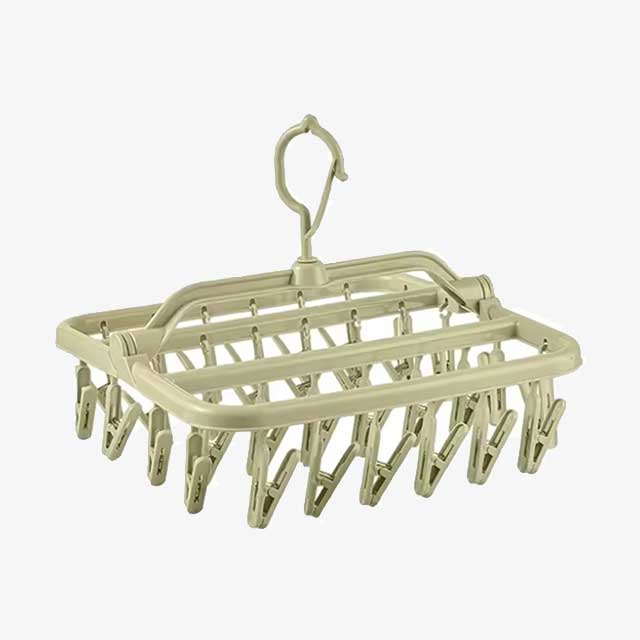 Foldable Drip Hanger with 32 Clips - Plastic Hanging Drying Rack for Clothes, Underwear & Socks