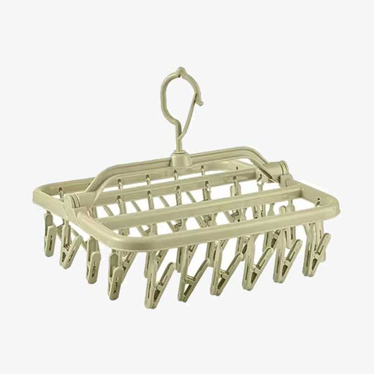 Foldable Drip Hanger with 32 Clips - Plastic Hanging Drying Rack for Clothes, Underwear & Socks