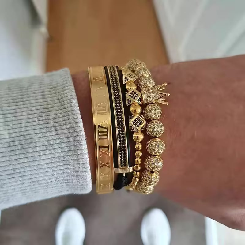 Four Pieces Adjustable Shamballa Bracelets Set EGBT263
