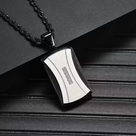 Collier pendentif double couche à quatre points de zircon (EGN107)