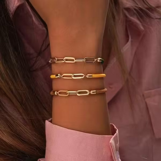 Bracelet géométrique ajustable en corde pour femme (EGBT307)
