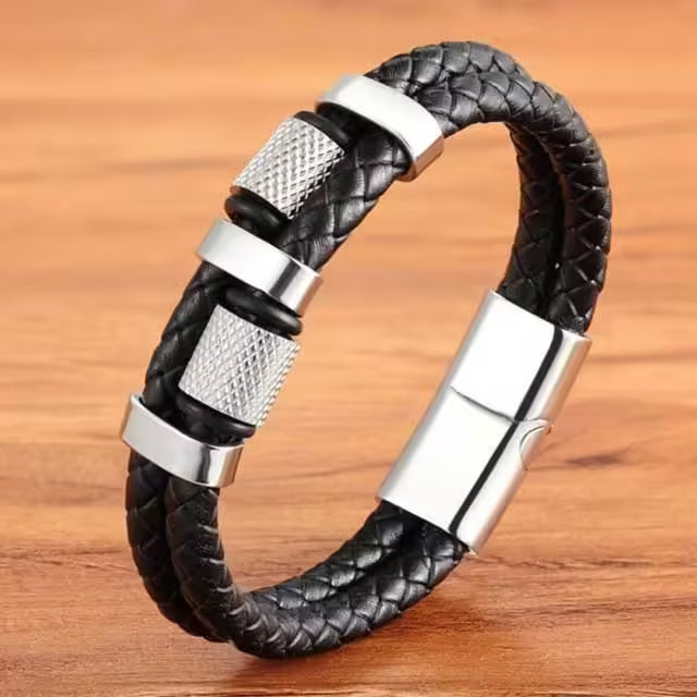 Geometric Shape Leather Men Bracelet (EGBT149)